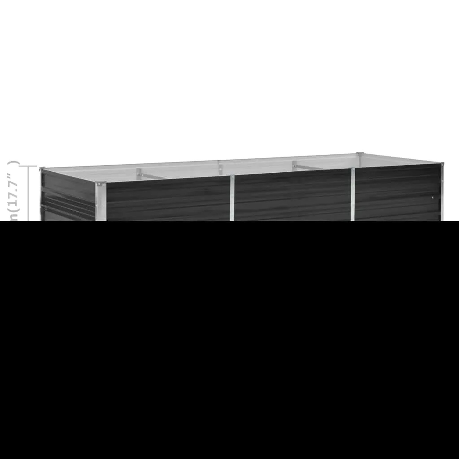 Anthrazitfarbenes furnicato Garten-Hochbeet aus verzinktem Stahl, 240x80x45 cm.