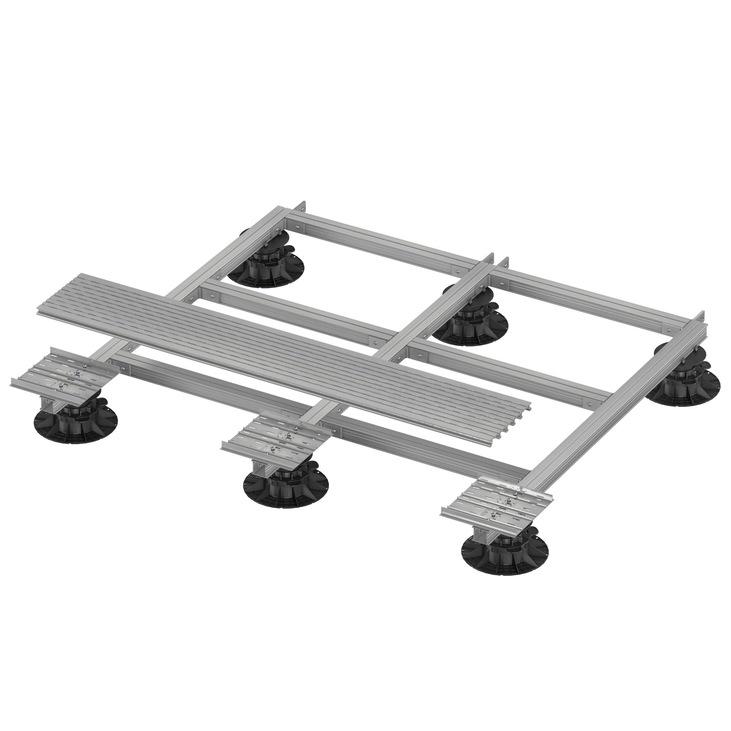 GS Terrassen Halter für Rinne Proside, 60x20x200 mm, Alu blank, zur Befestigung von Terrassendielen.