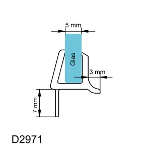 Schulte Wasserabweisprofil gebogen für 5 mm Glas Rundduschen, Detailansicht der Profilmaße.