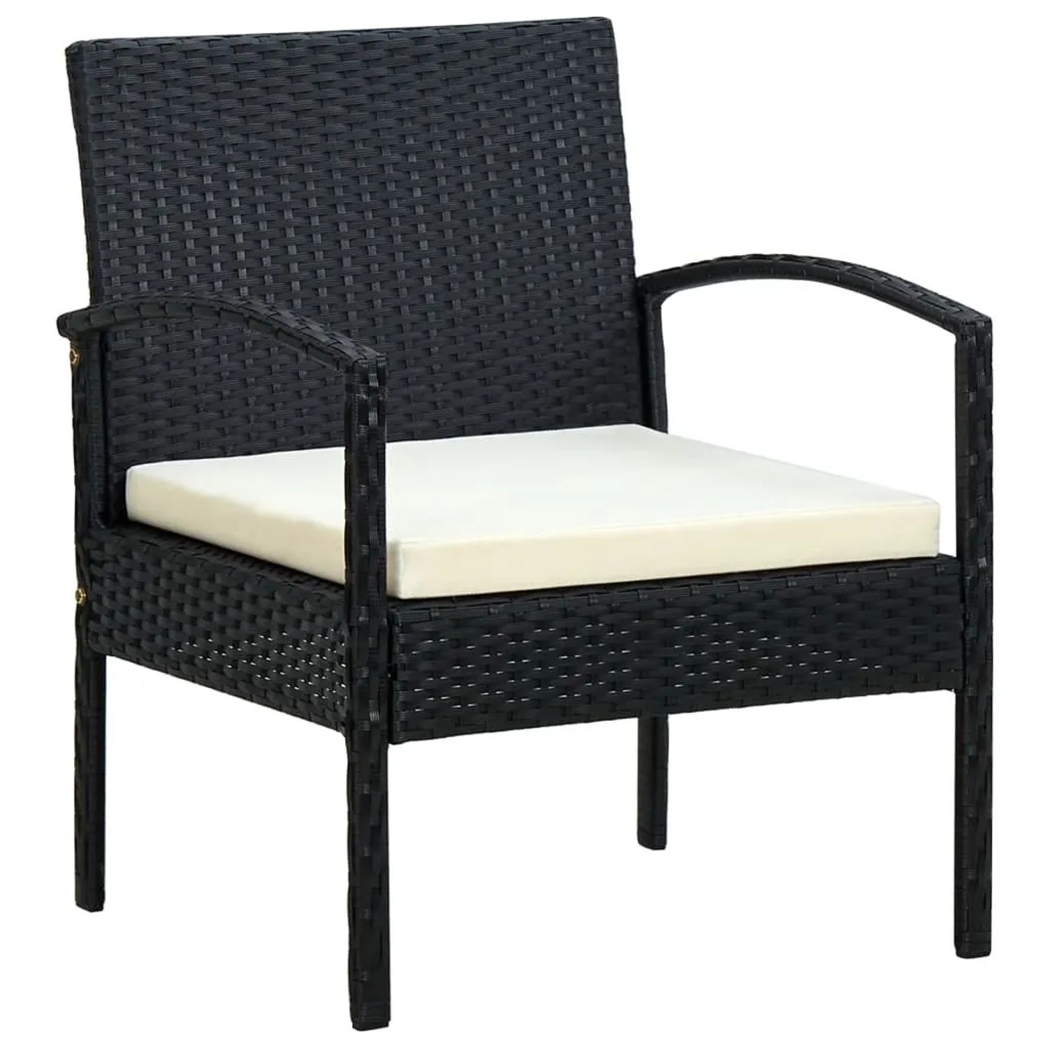 Furnicato Gartenstuhl Schwarz 58 X 58 X 72 Cm Mit Cremeweißem Kissen