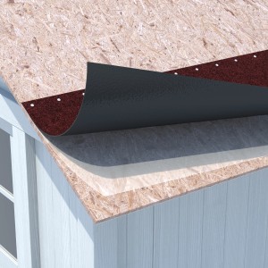 Bitumen-Gartenhausbahn, rot, selbstklebend, für Gartenhäuser, Carports und Pavillons.