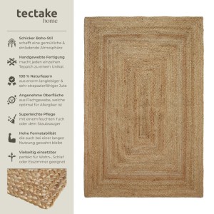 Tectake Handgewebter Teppich Glim Verschiedene Größen Boho Stil  Für In  und Outdoor 160 x 230 cm 230 x 160 x 0 50 cm Braun