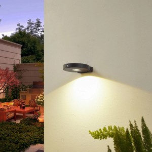 Moderne, dimmbare Lucande LED Solar-Wandleuchte Tavon in Schwarz mit Bewegungsmelder.