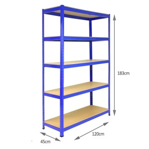 Blaues Monster Racking T-Rax Lagerregal, 120cm breit, mit 5 Regalböden.
