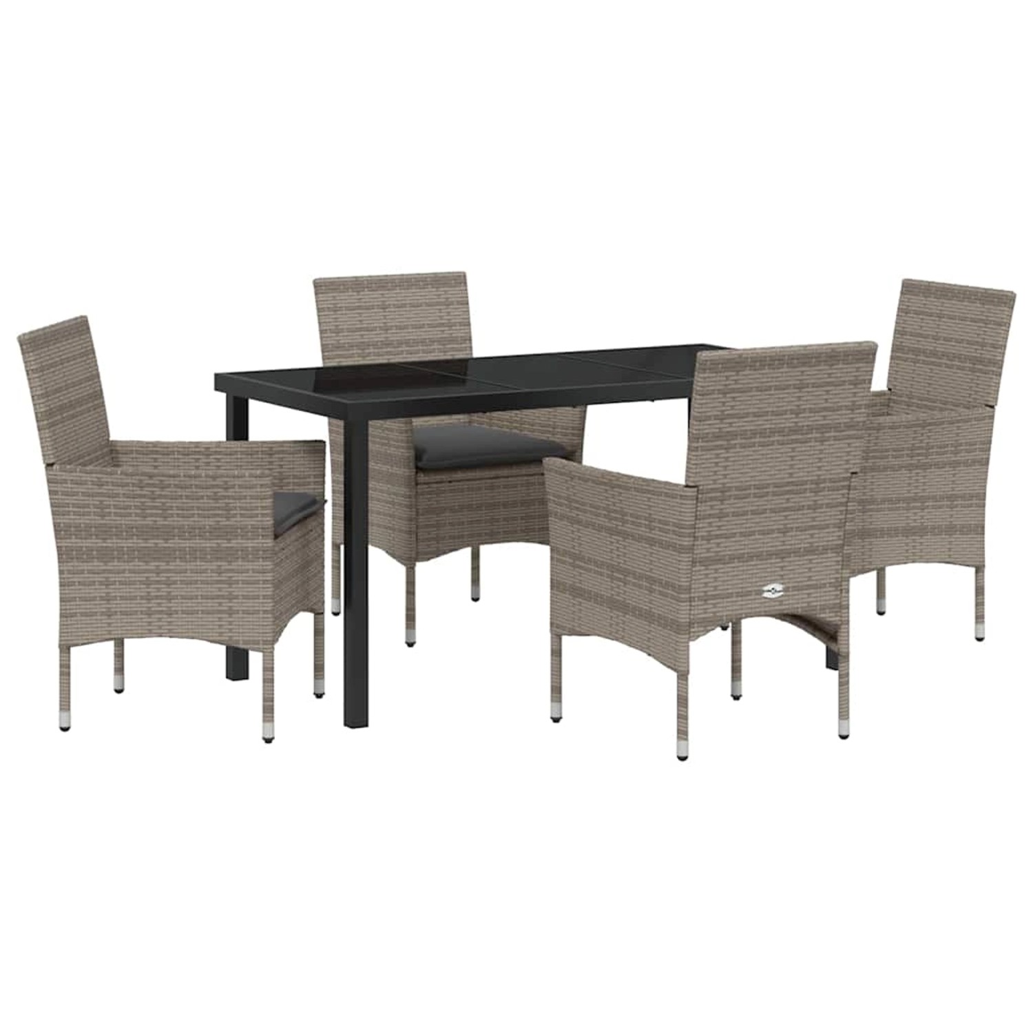 vidaXL Garten Essgruppe mit Kissen 5-Tlg Grau Poly Rattan 3379788 günstig online kaufen