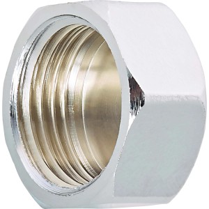 Verchromte Messing Gewinde-Kappe 18,6 mm (Rp 1/2) für Gewindefittings.