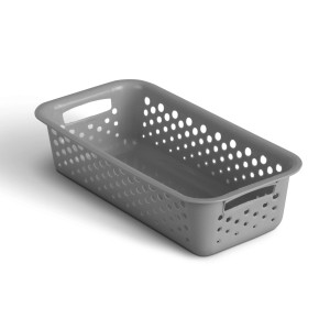 Anthrazitfarbener ProHome Aufbewahrungskorb, 0,7L, 20x10cm, aus Kunststoff, für Badaccessoires.