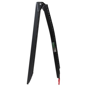 Zusammengeklappte, schwarze TRUTZHOLM Auffahrrampe aus Aluminium, Zubehör für Autoanhänger.