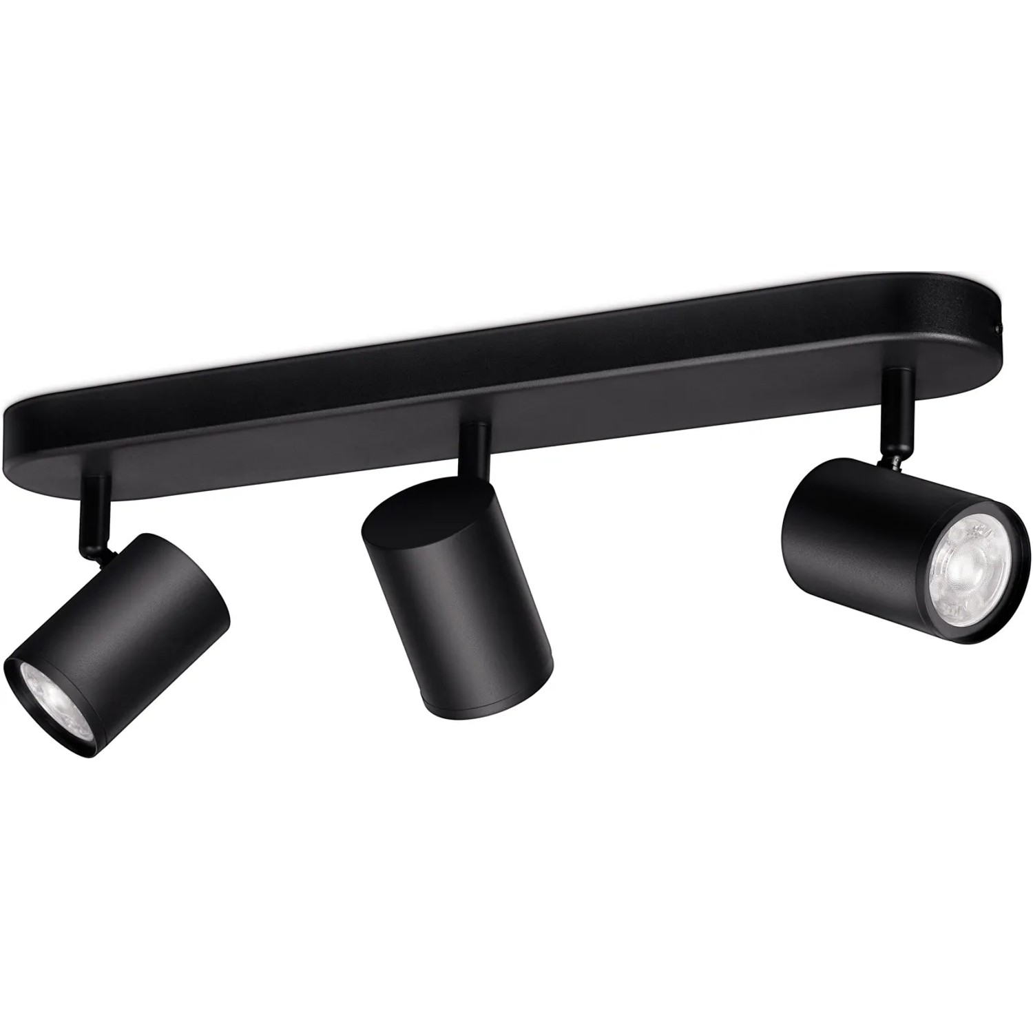 Schwarze WIZ LED Deckenleuchte Imageo mit 3 Spots, tunable white & color, 1035 lm.