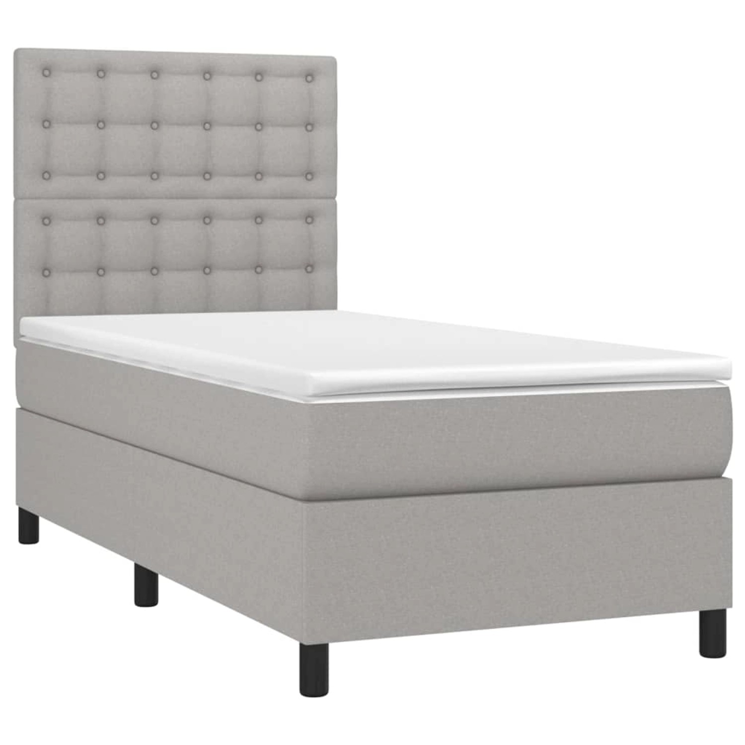 vidaXL Boxspringbett mit Matratze & LED Hellgrau 90x190 cm Stoff 3135157 günstig online kaufen