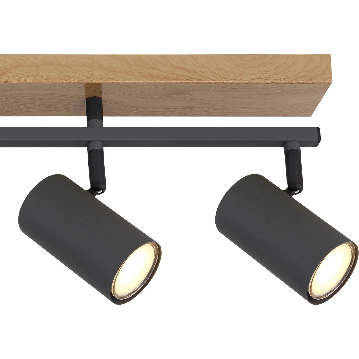 Globo Strahler Robby, 5-flammig, Graphit/Holzoptik. Moderner Spot für GU10 Leuchtmittel.