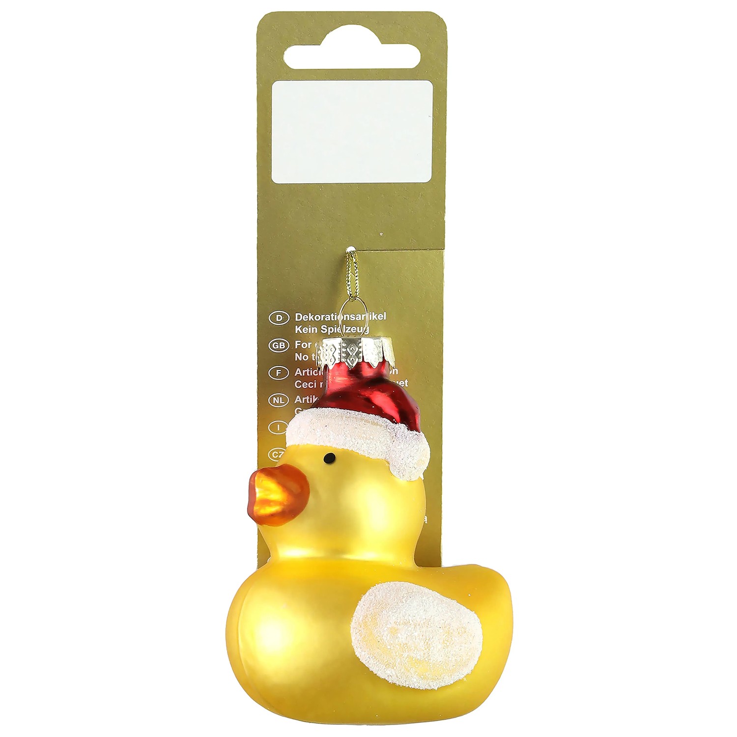 Weihnachts-Deko Entchen zum Hängen aus Glas 6,5 cm x 5,5 cm x 7,5 cm Gelb