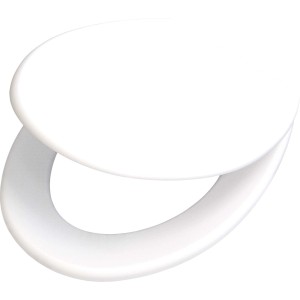 Weißer WC-Sitz Plima mit Absenkautomatik und Holzkern.