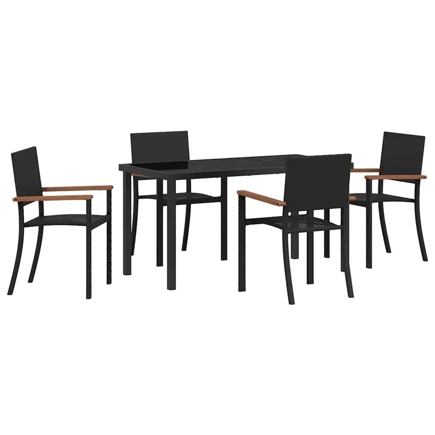 vidaXL Garten Essgruppe 5-Tlg Schwarz Poly Rattan 3379417 günstig online kaufen
