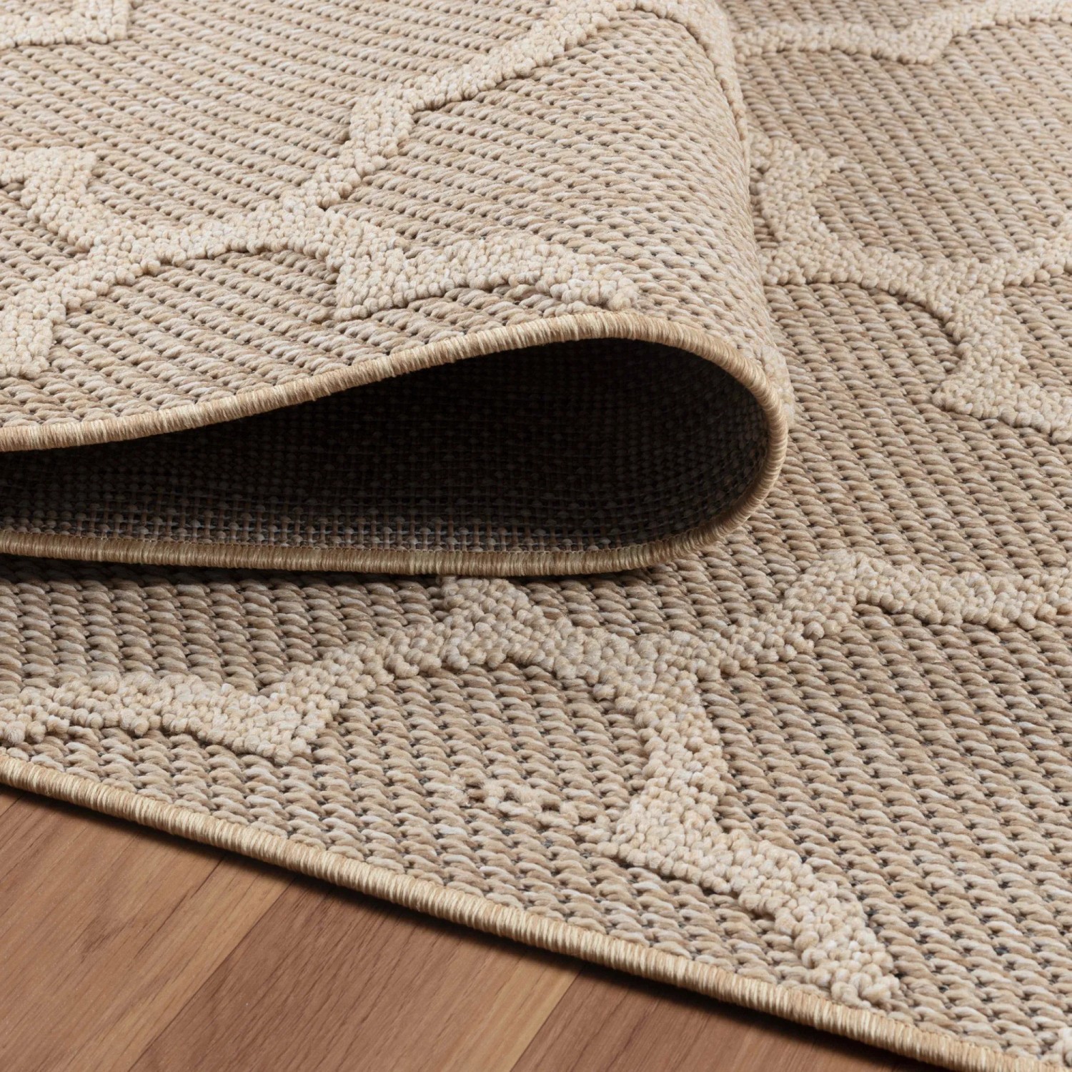 Beiger Ayyildiz In- und Outdoor-Teppich Patara mit skandinavischem Muster, 200x290 cm.