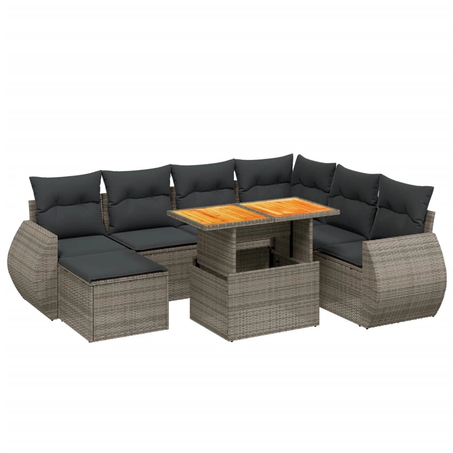 vidaXL 8-Tlg Garten-Sofagarnitur mit Kissen Grau Poly Rattan 3275832 günstig online kaufen