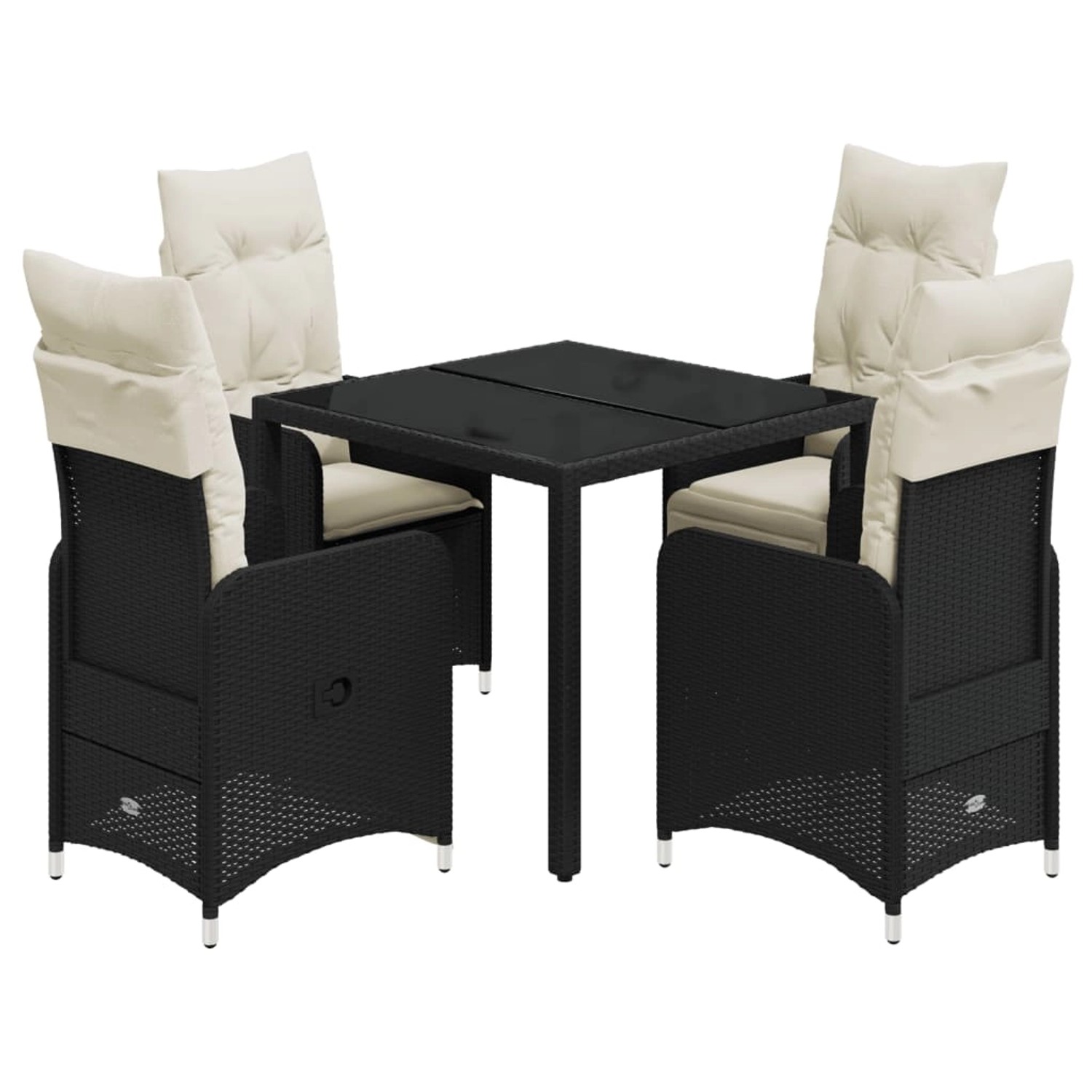 vidaXL 5-tlg Garten-Bistro-Set mit Kissen Schwarz Poly Rattan Modell 7