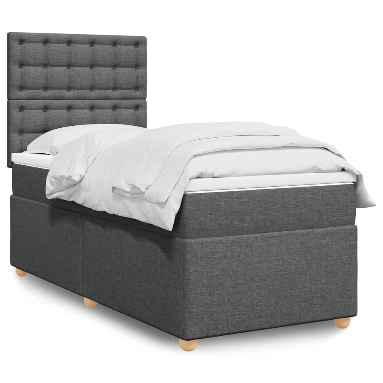 vidaXL Boxspringbett mit Matratze Dunkelgrau 90x200 cm Stoff 3293478 günstig online kaufen