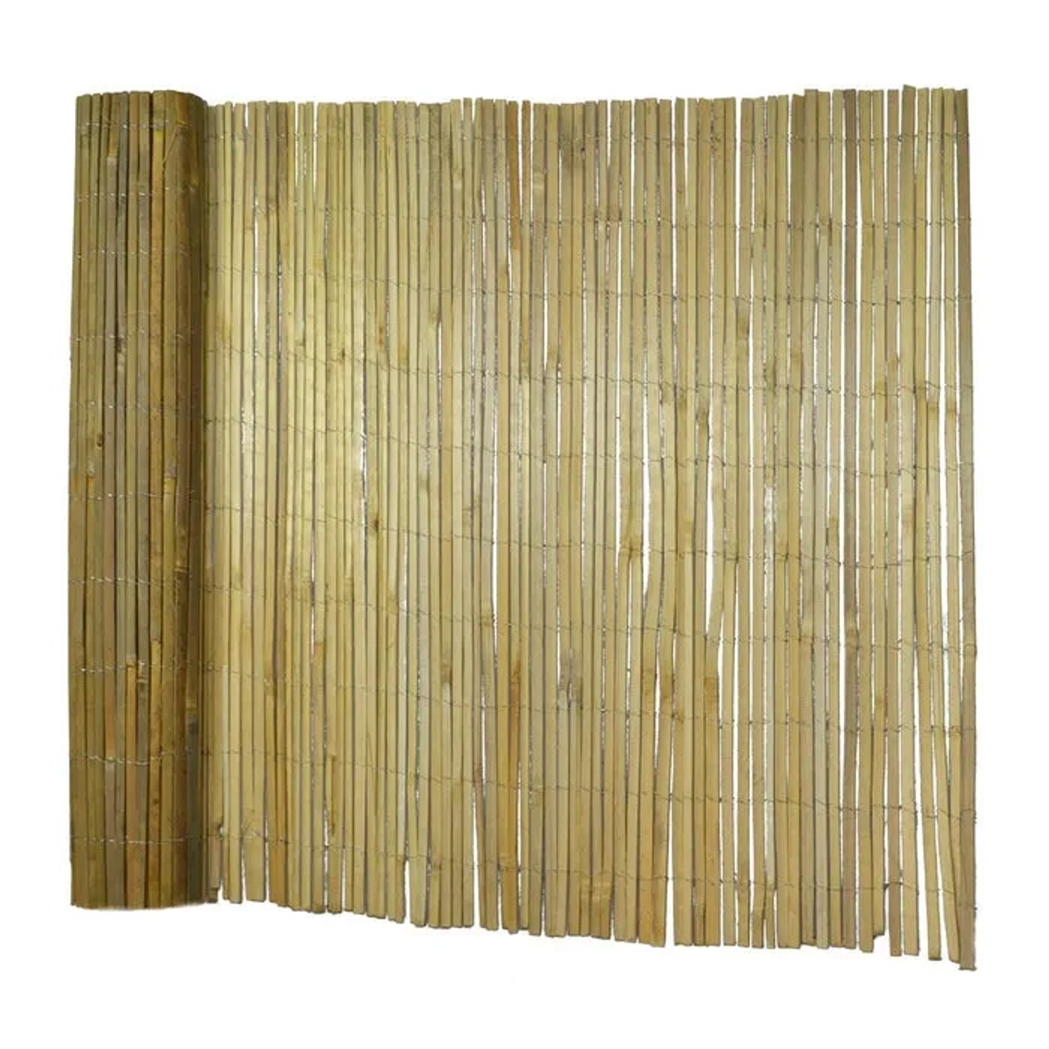 KARAT Bambus Sichtschutzzaun Brasil, 100x300 cm, gerollt und ausgebreitet. Dekorativer Sichtschutz für Balkon und Garten.