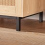 Detailansicht: SoBuy Schuhbank FSR154-N mit Sitzfläche, Holzoptik und schwarzen Metallfüßen.