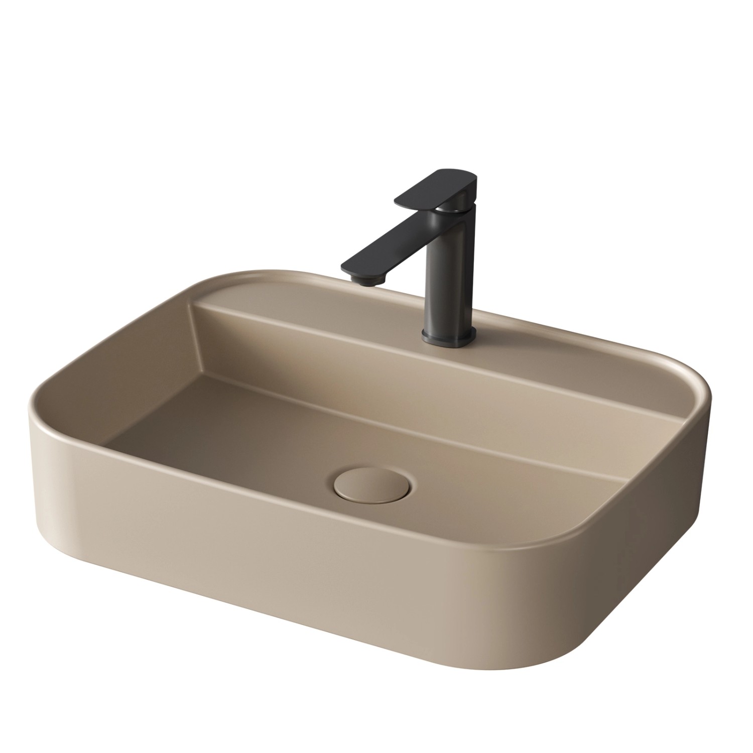 Emke Aufsatzwaschbecken 40 x 50 x 11 cm Mattbeige Abgerundete Rechteckiges günstig online kaufen