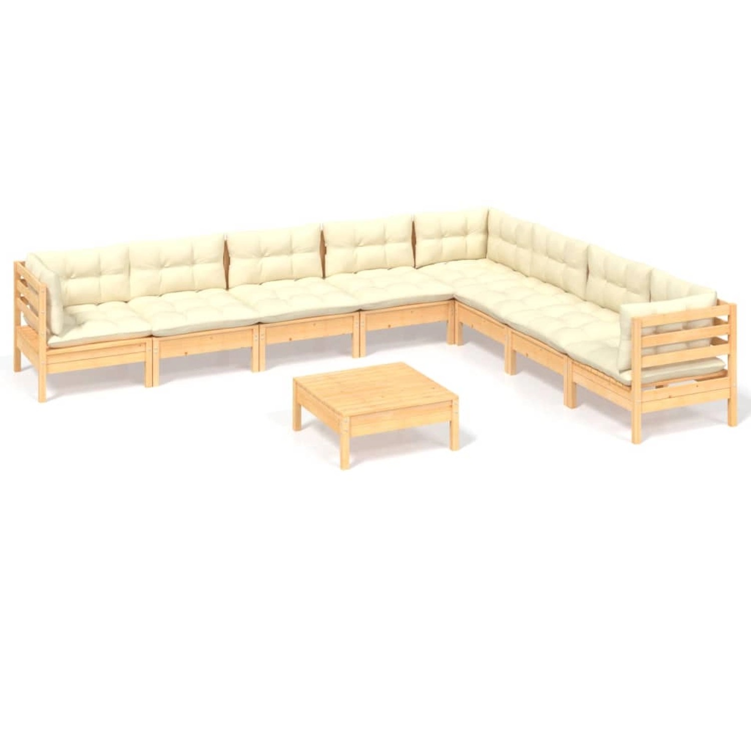 vidaXL 9-tlg Garten-Lounge-Set mit Creme Kissen Massivholz Kiefer Modell 15