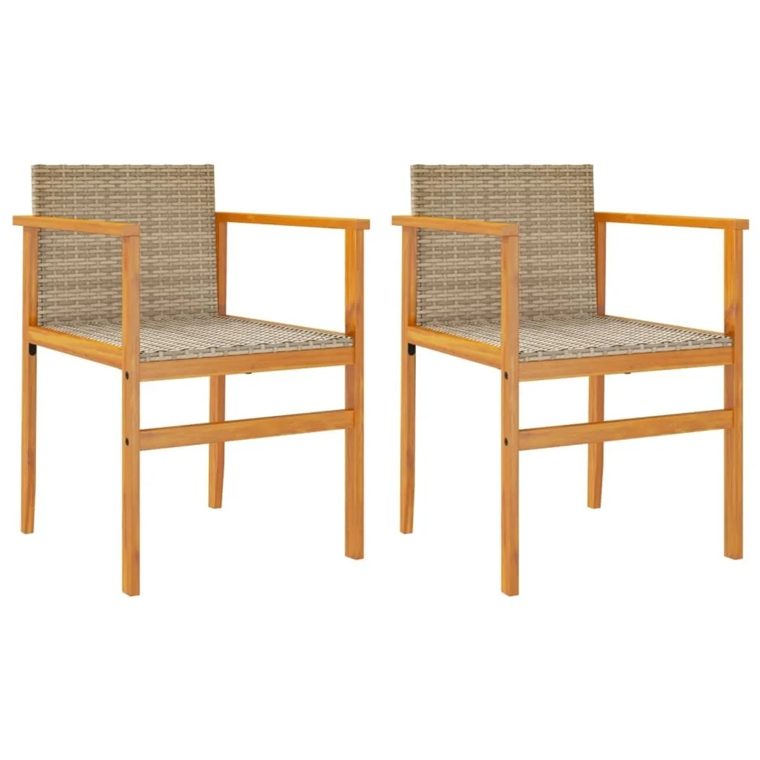 vidaXL Gartenstühle mit Kissen 2 Stk Beige Poly Rattan Massivholz 368713 günstig online kaufen