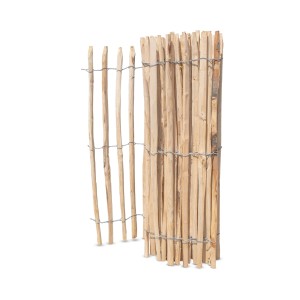 Stiltreu Staketenzaun aus Kastanie, 500x120cm, Lattenabstand 4-5cm. Naturzaun für Garten und Beet.
