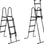 Poolleiter für Stahlrahmen Pool, schwarz, mit Sicherheitsfunktion und vier Stufen.