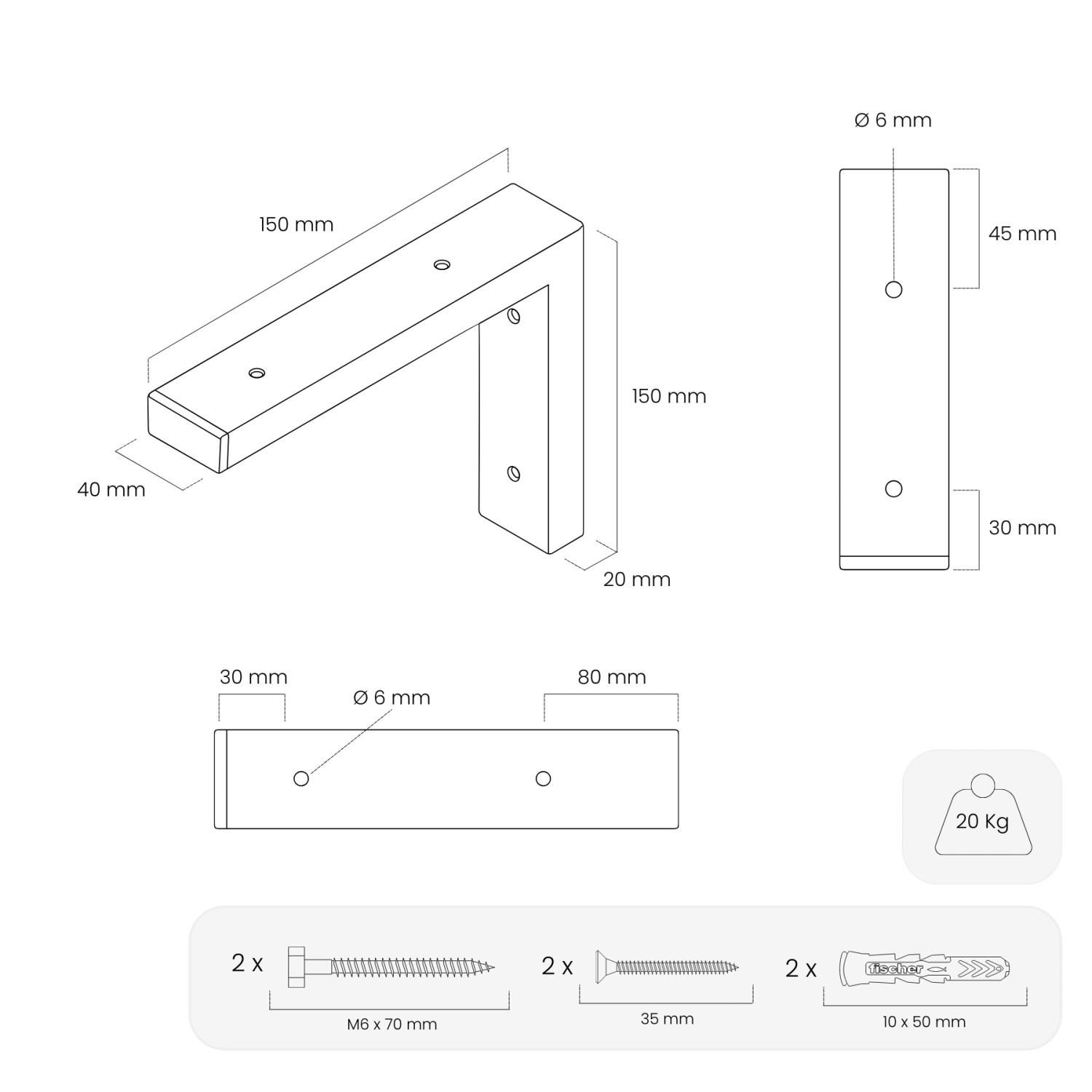 HEVVA Schwerlast Regalhalterung MAIN 15 cm Tief 2er Set Schwarz_4