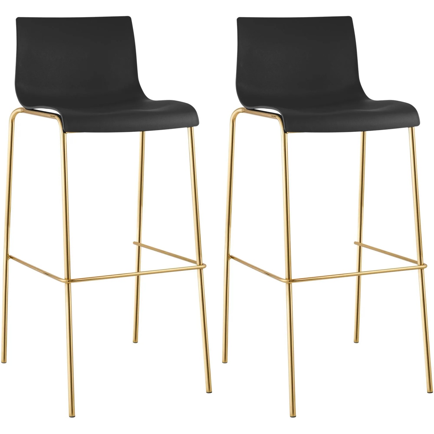 CLP 2er Set Barhocker Hover Kunststoff Vierfußgestell Gold Schwarz