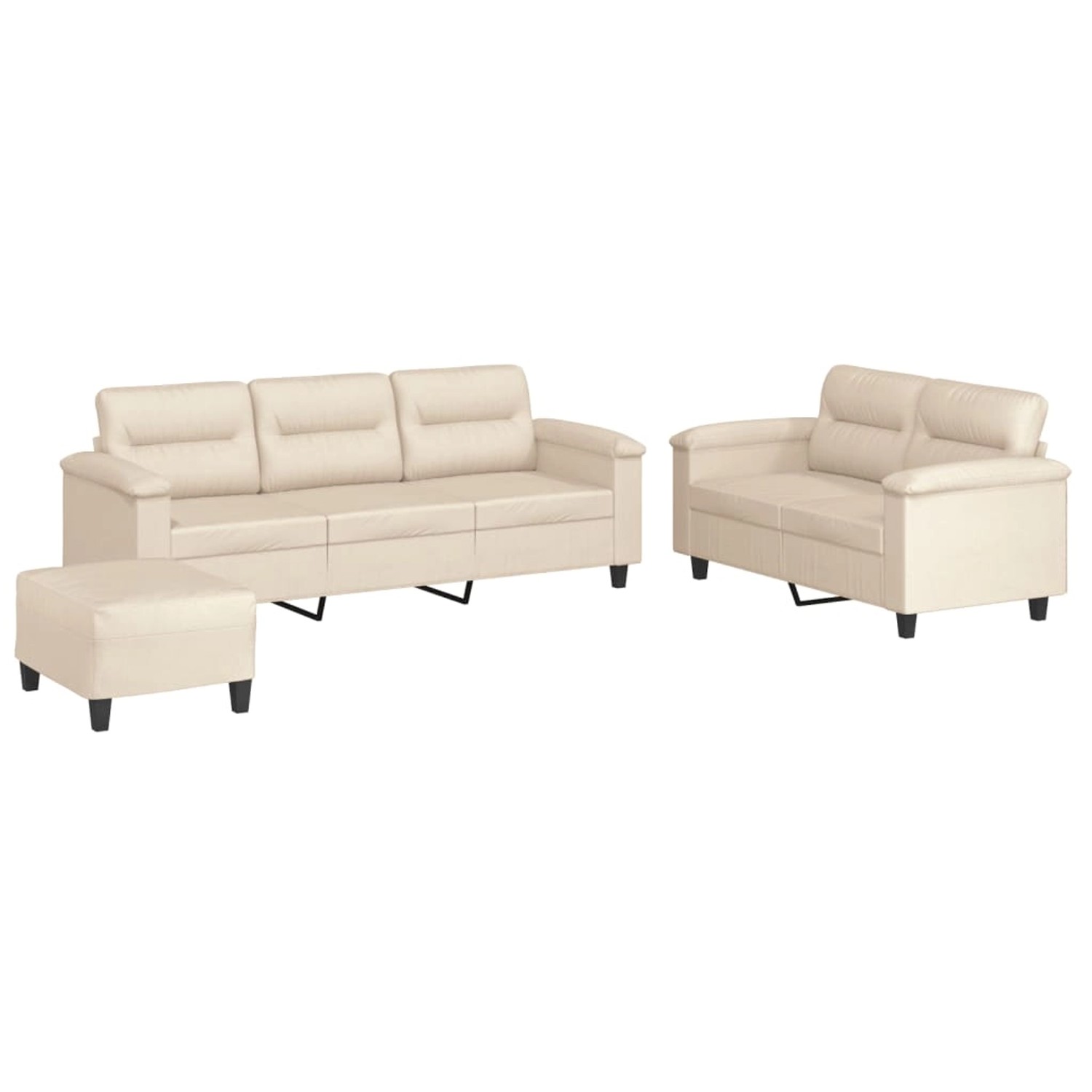 vidaXL 3-Tlg Sofagarnitur mit Kissen Beige Mikrofasergewebe 3202349 günstig online kaufen