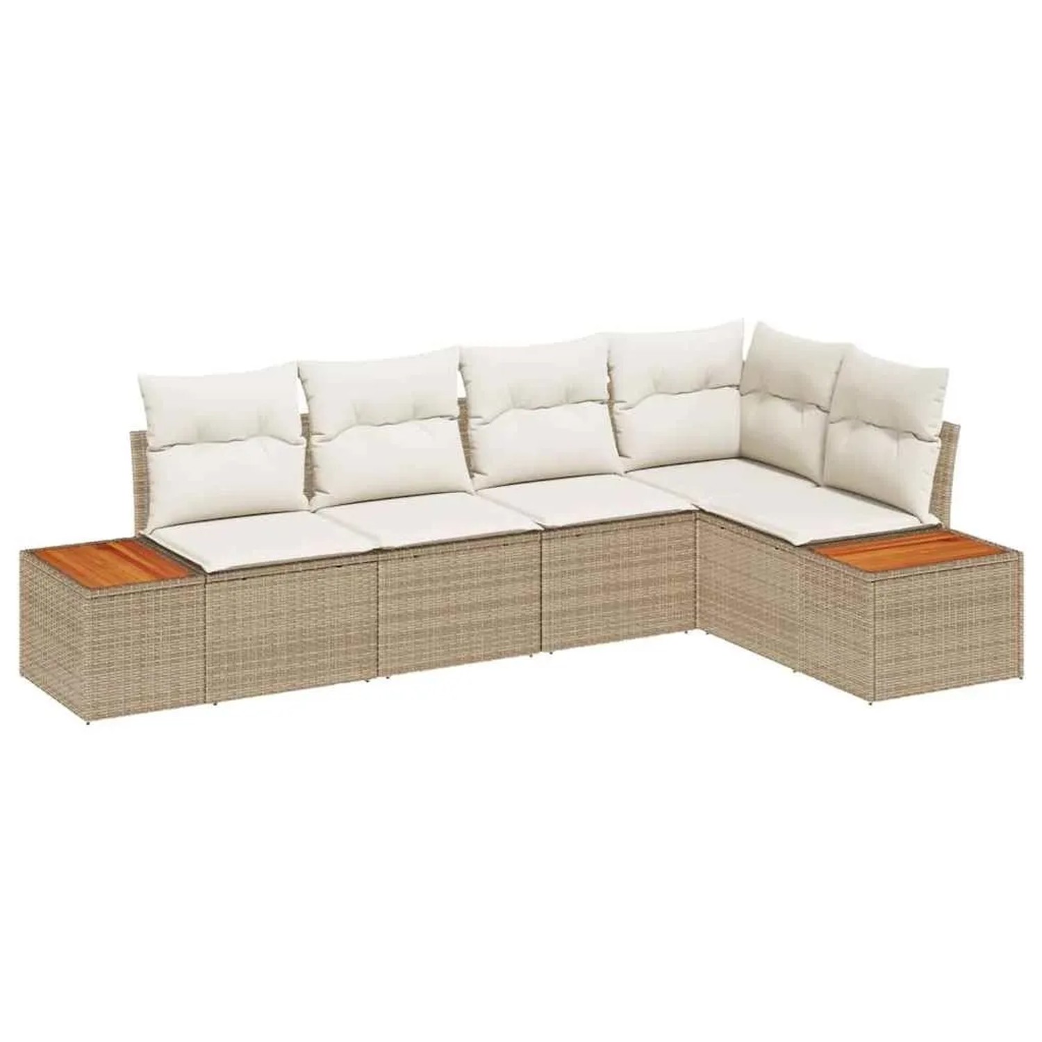 vidaXL Garten-Sofa-Set mit Kissen 5-Tlg Beige und Creme Poly Rattan 3356756