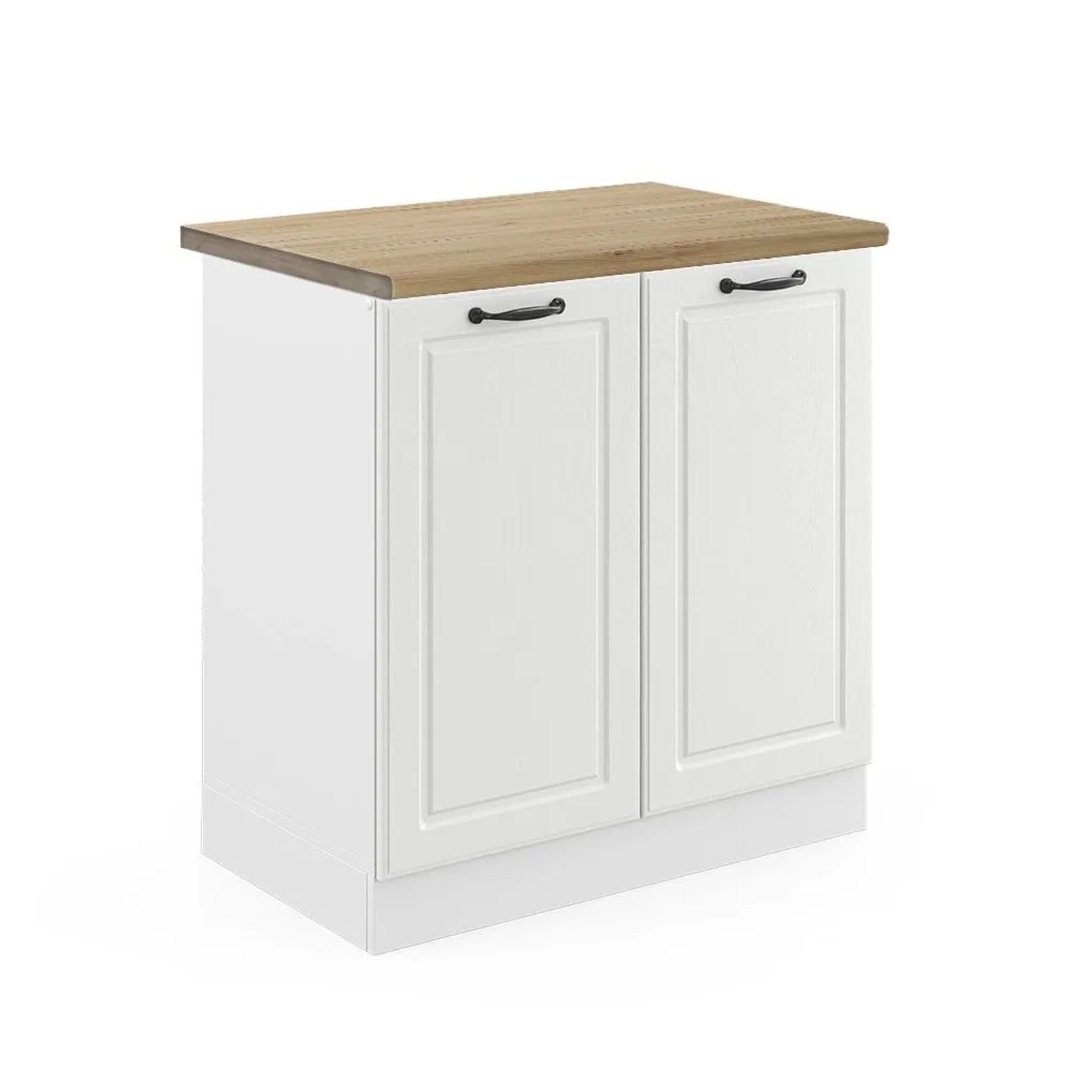 Vicco Spülenunterschrank R-Line Küchenunterschrank für die Spüle Weiß Landhaus Weiß 80 cm AP Eiche