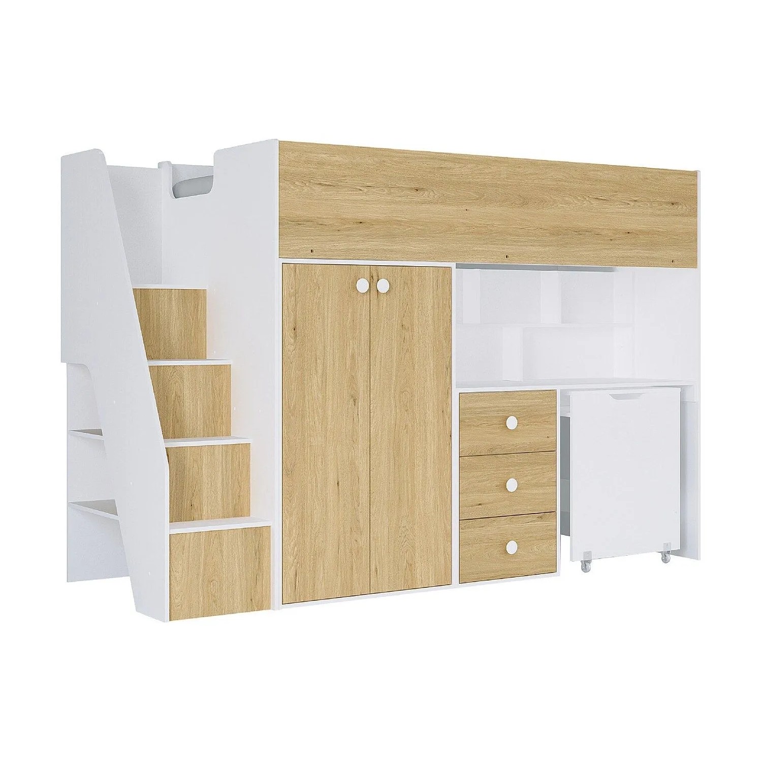 Vente-unique Hochbett Lanilato Naturfarben Hell  Weiß 235.1 cm