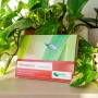 Packung e-nema nemaplus SF-Nematoden gegen Trauermücken, umgeben von Grünpflanzen.