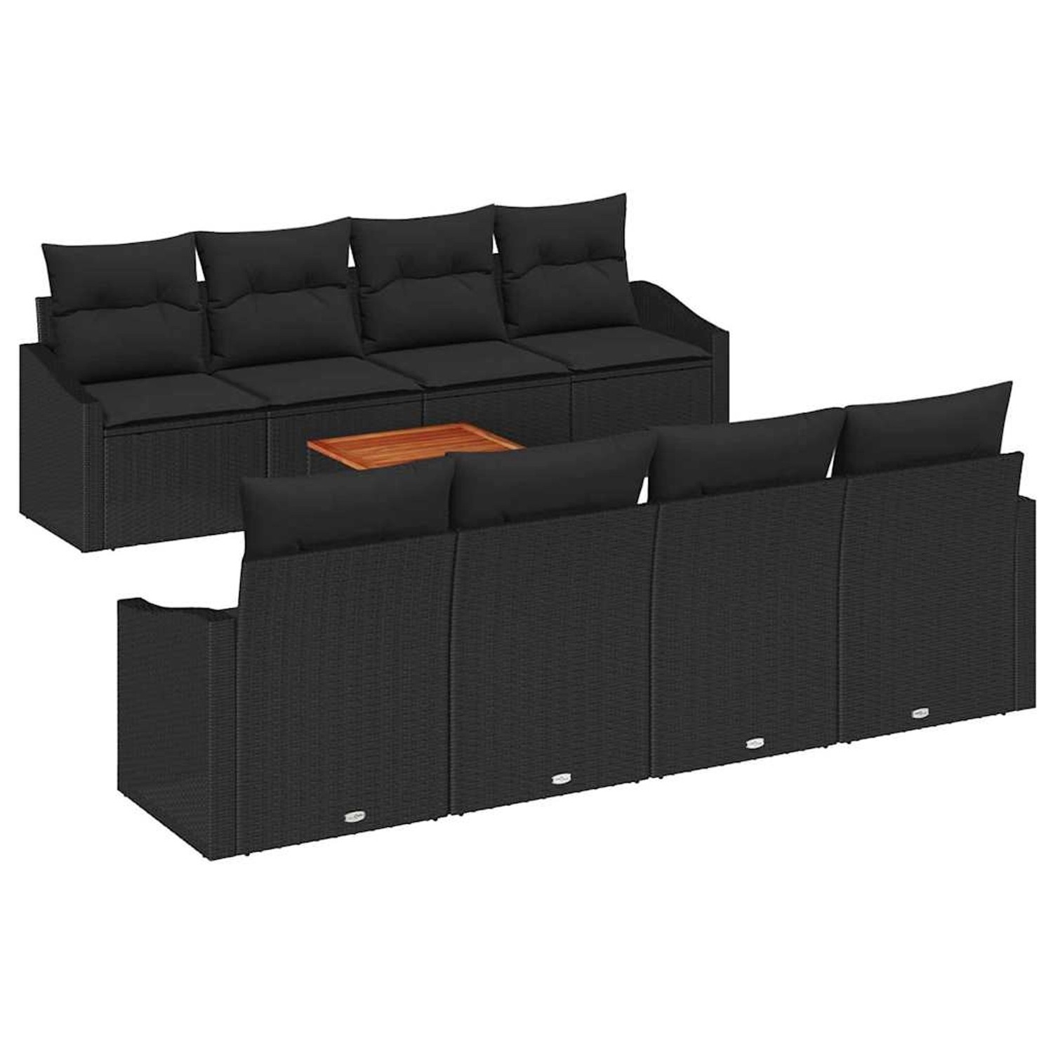 vidaXL Garten-Sofa-Set 7-Tlg Schwarz 3356476 günstig online kaufen