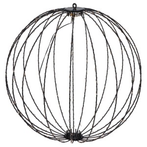 Faltbare schwarze Metallkugel mit 240 warmweißen LEDs, 40 cm Durchmesser, für Weihnachtsdekoration.