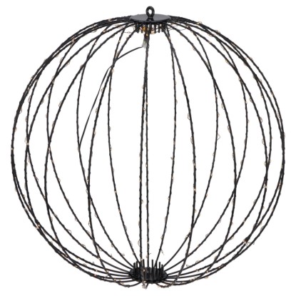 Metallkugel Faltbar mit 240 warmweißen LEDs Ø 40 cm Schwarz