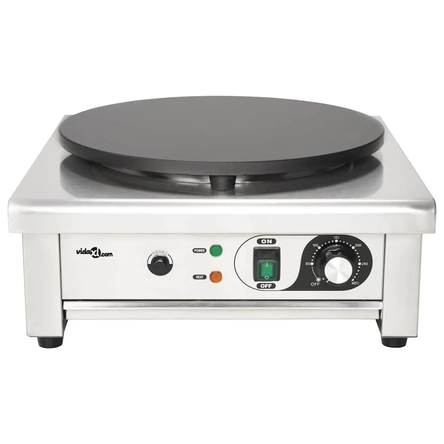 Elektrischer Crepe Maker von vidaXL mit 40 cm Durchmesser und Edelstahlgehäuse.