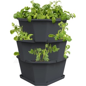 Gusta Garden Kartoffelturm Paul Potato Hochbeet 3 Etagen mit Untersetzer Anthrazit