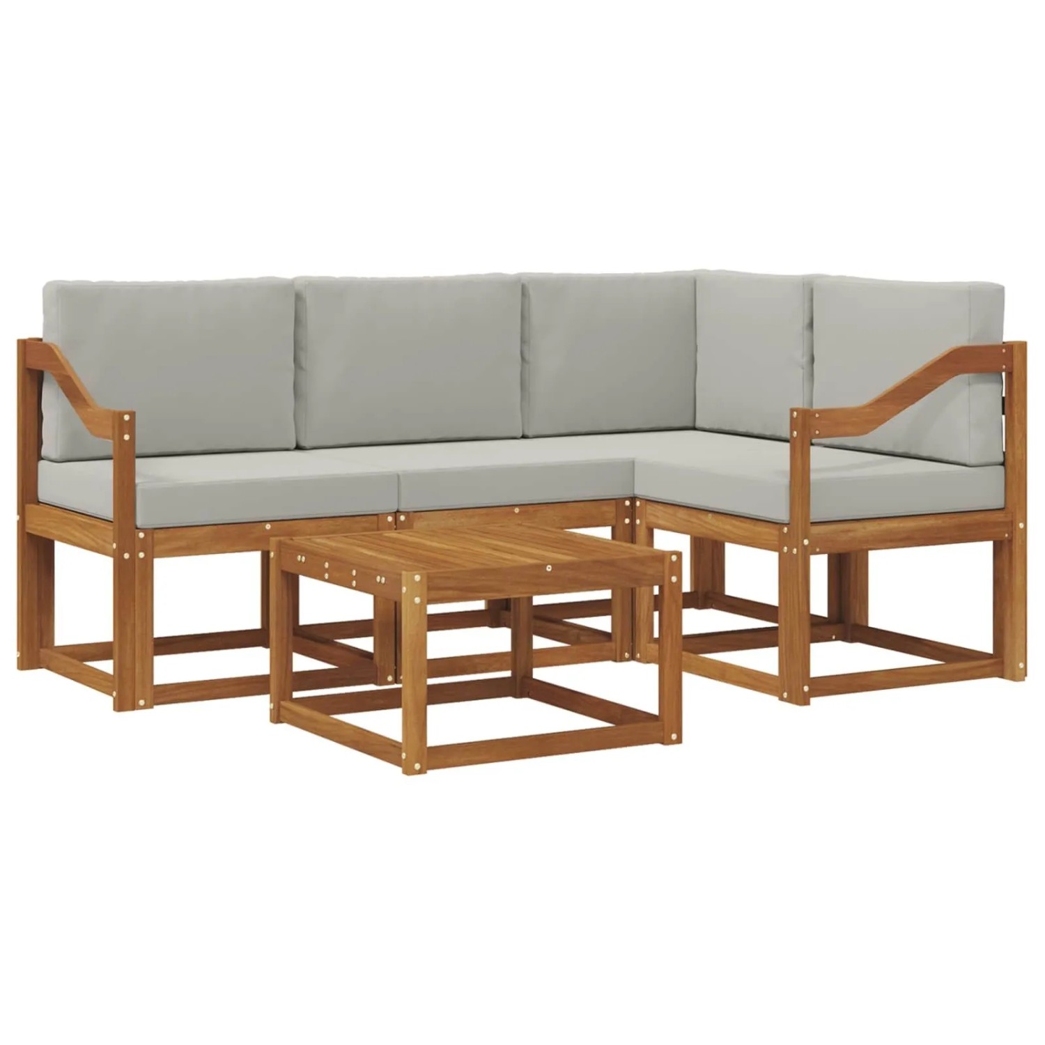 vidaXL Outdoor-Sofagarnitur mit Kissen 5 Stk Natur und Hellgrau 3366374