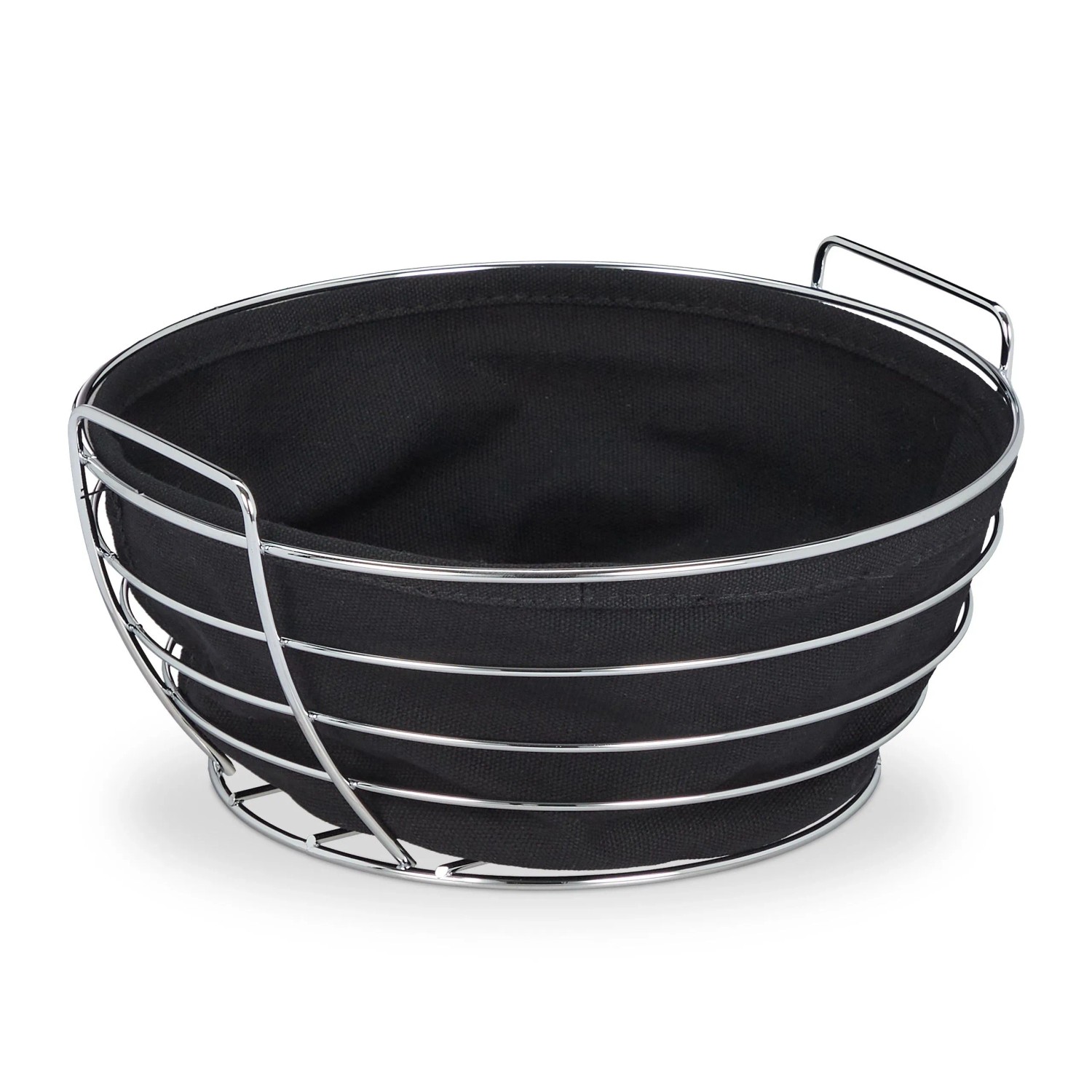 Relaxdays Brotkorb Metall Schwarz mit Stoffeinsatz 11 cm x 23 cm 0,3 kg