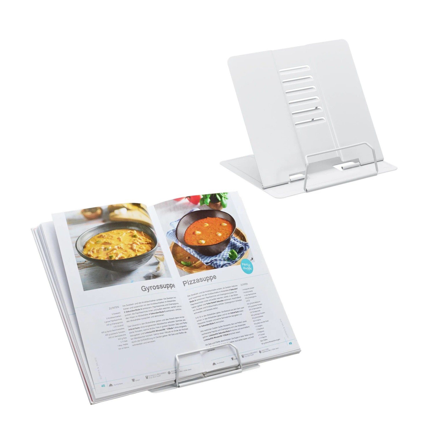 Relaxdays Buchständer 2er Set Stahl Weiß Höhenverstellbar 18 cm x 21 cm x 16,5 cm