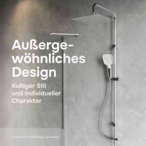 AM.PM Duschsystem mit quadratischer Regendusche, Handbrause und Duschsäule in Chrom-Optik für Ihr Bad.