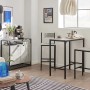 SoBuy Bartisch-Set OGT03-HG mit 2 Barhockern, Holz/Metall grau-schwarz. Ideal für Hausbar oder Gartenparty.