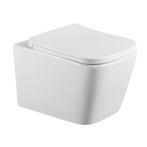 Glasdeals Wand-WC, spülrandlos mit SoftClose Sitz. Hänge-WC aus Keramik in Weiß.