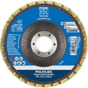 Pferd Vlieswerkzeug PVL 125 mm, Körnung 100 G, für Schleifmaschinen. Grobe Ausführung für universellen Einsatz.