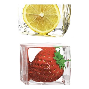 Bricoflor Küchentapete: Selbstklebendes Panel mit Eiswürfeln, Zitrone und Erdbeere.