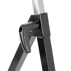 Detailaufnahme: STAHLWERK Rollenbock, höhenverstellbarer Arbeitsbock mit Spannhebel.